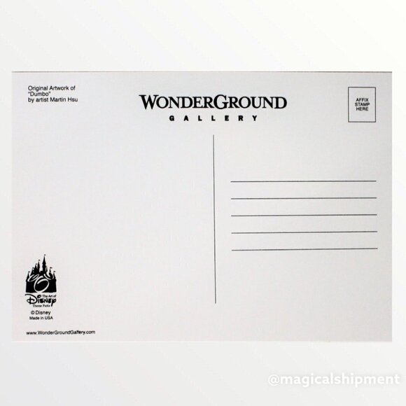 Disney Parks - WonderGround Gallery - "Dumbo" by Martin Hsu - 5x7 Postcard - Picture 2 of 2